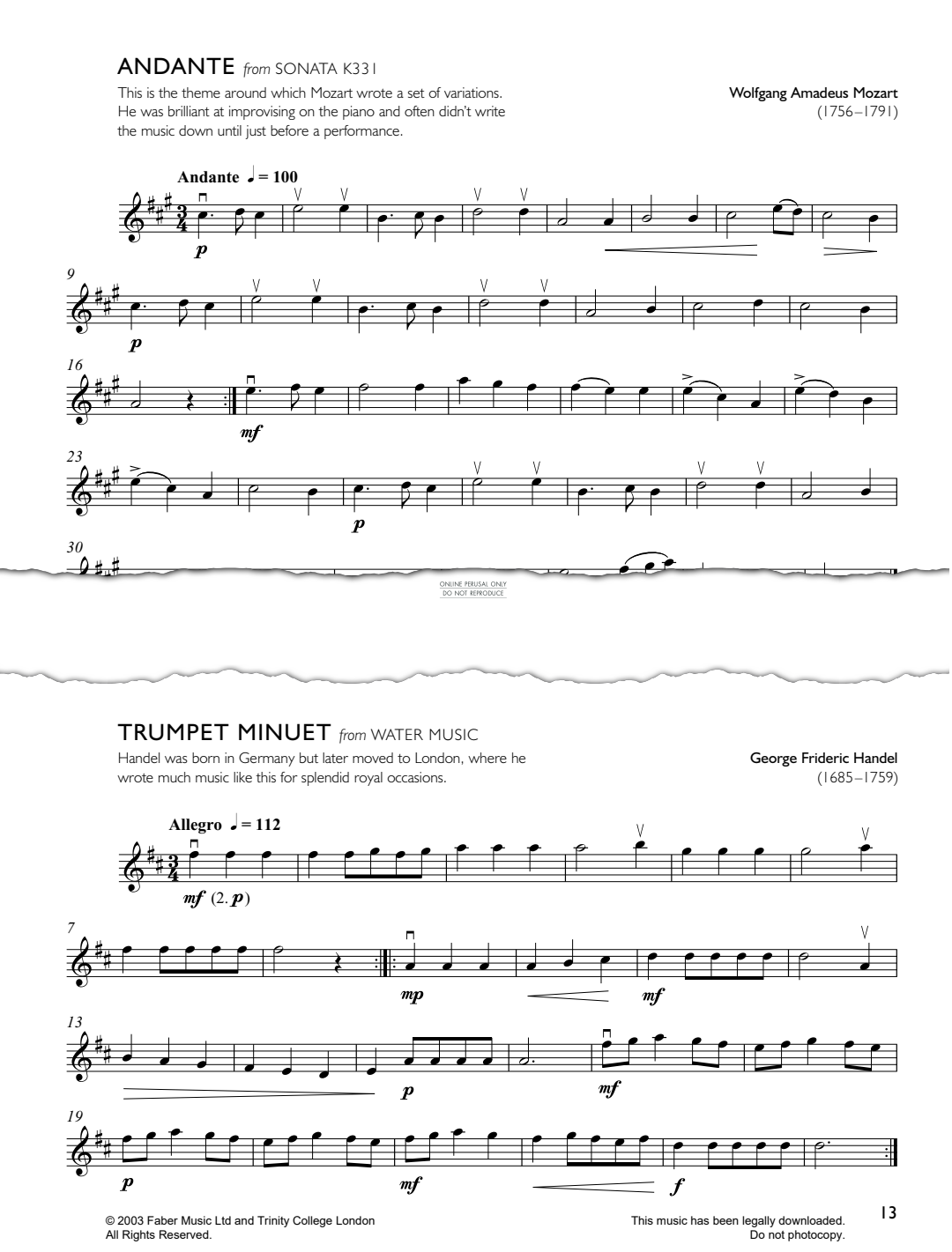 Produktgalerie: Seite 1 von 1 Andante (from 'Sonata K331'), Wolfgang Amadeus Mozart, Klavier, Violine