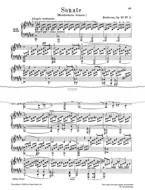 Produktgalerie: Seite 1 von 1 Sonata in C sharp minor 'Moonlight' Op. 27 No. 2., Ludwig van Beethoven, Klavier