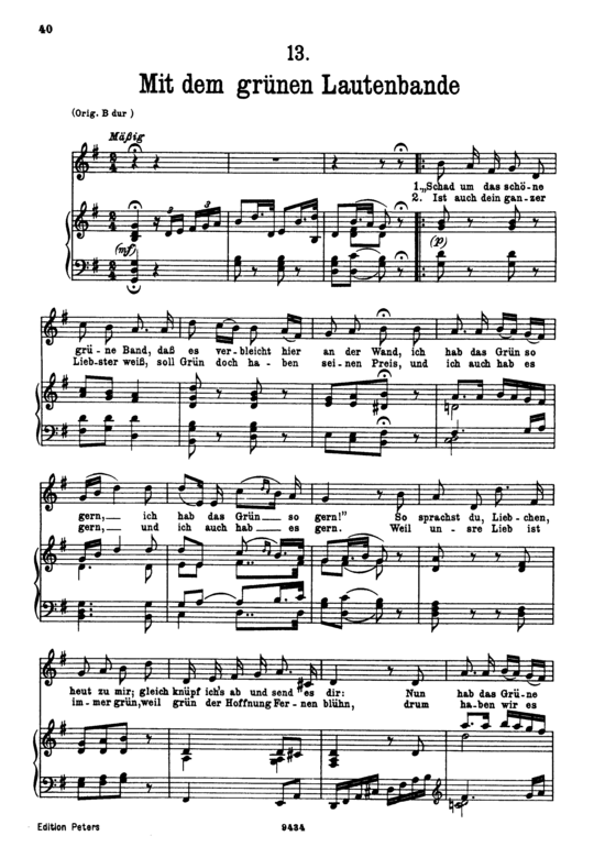 Product picture to: Mit dem grünen lautenbande D.795-13 (Die Schöne Müllerin)Franz Schubert