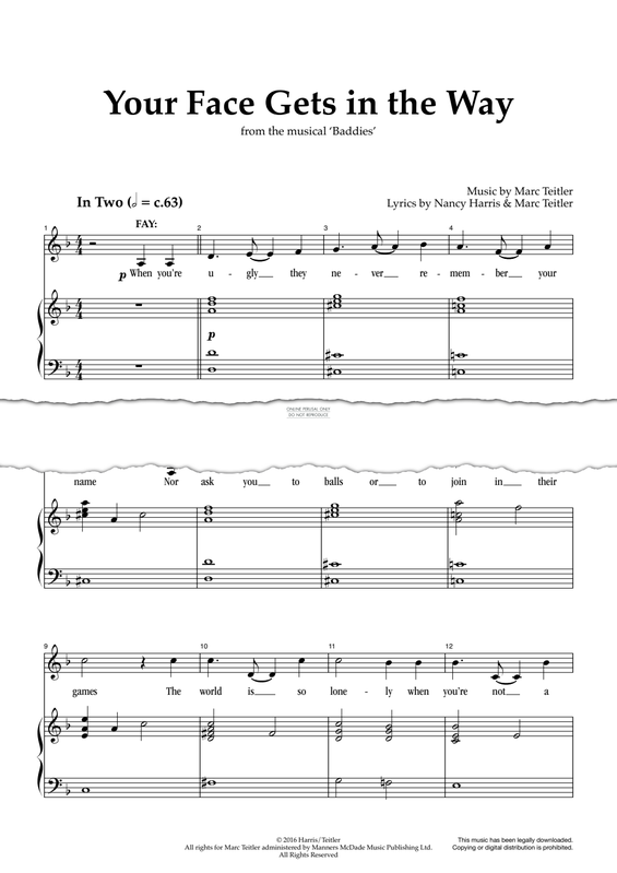 Produktgalerie: Seite 1 von 1 Your Face Gets In The Way (from 'Baddies'), Marc Teitler, Gesang, Klavier