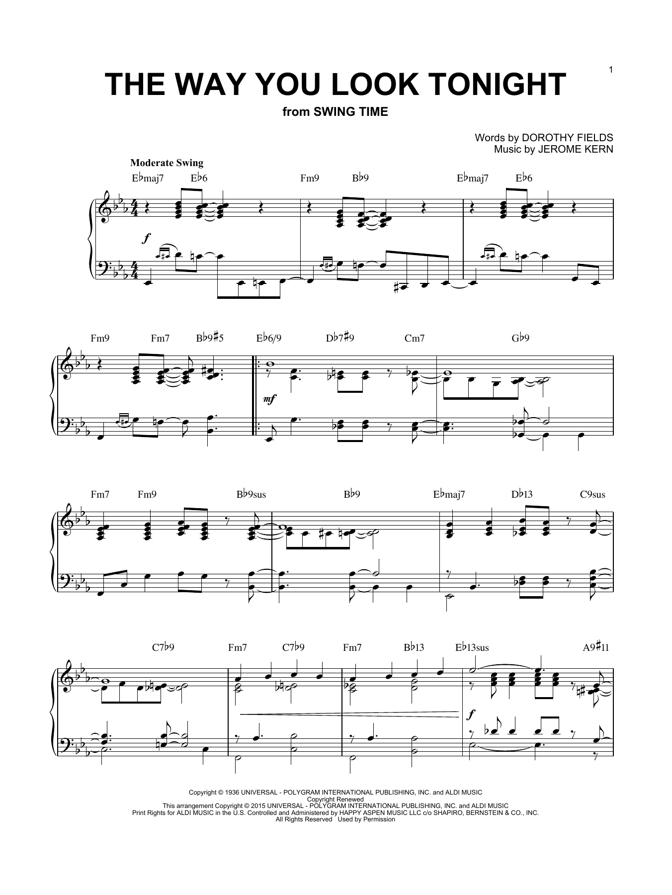 Product picture to: The Way You Look Tonight [Jazz version] (arr. Brent Edstrom)
