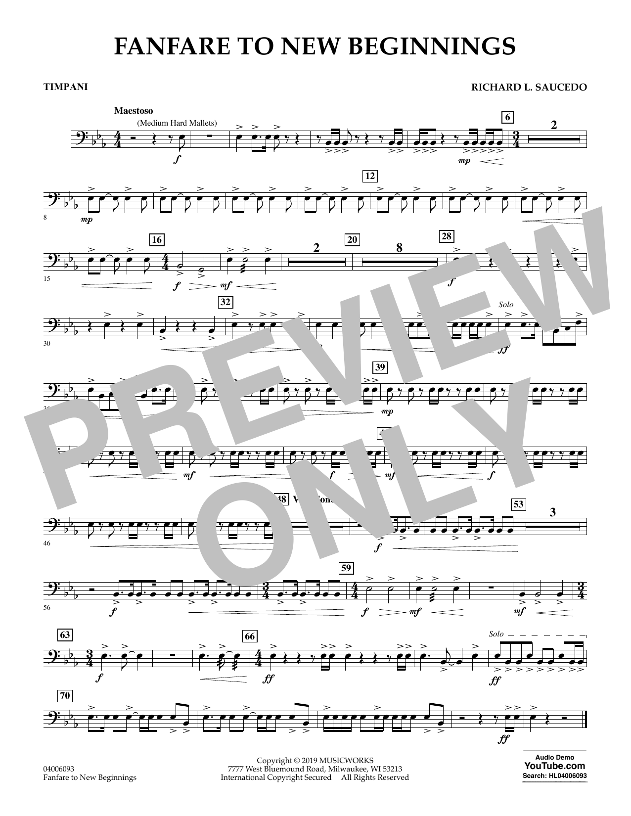 Product picture to: Fanfare for New Beginnings - Timpani