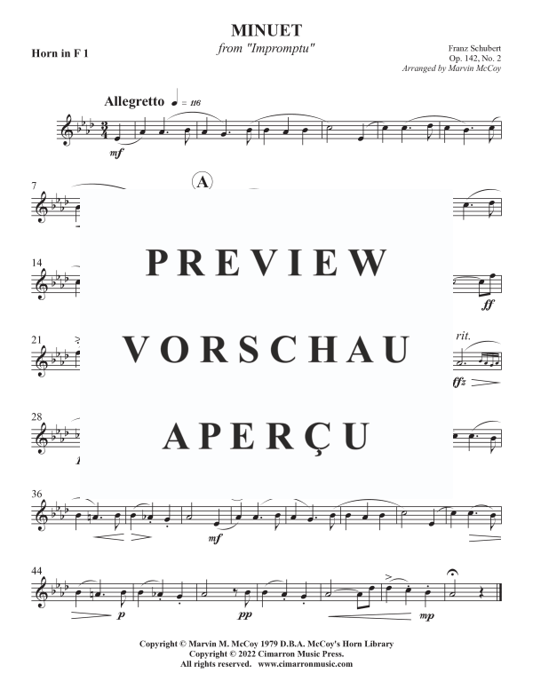 Product gallery: Page 5 of 8 Minuet from Impromptu, Op. 142 No. 2, , Horn Quartet