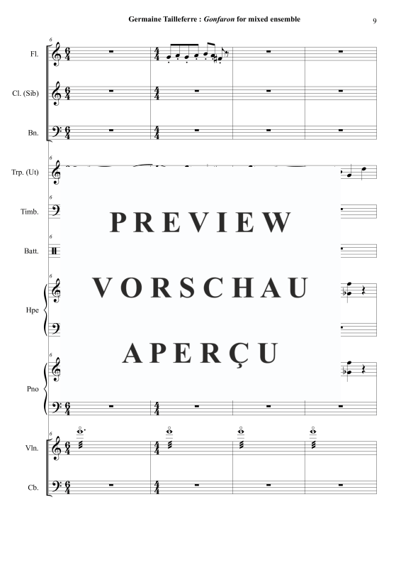 Produktgalerie: Seite 10 von 11 Gonfaron or Tante Chinoise et Les Autre, , Flöte, B-Klarinette, Fagott, Trompete in C, Pauken, Schlagzeug, Harfe, Klavier, Violine, Kontrabass