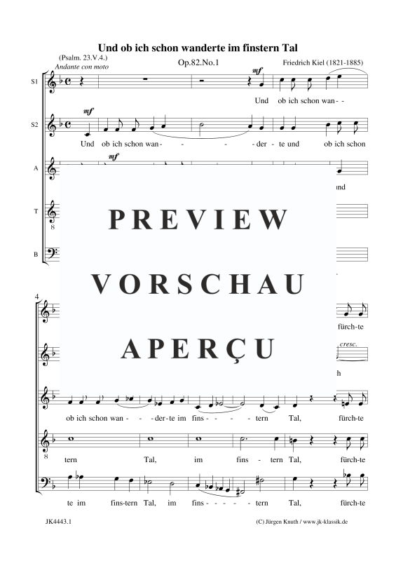 Produktgalerie: Seite 2 von 5 Und ob ich schon wanderte im finstern Tal, Op.82.No.1, , Gemischter Chor 5-stimmig SSATB