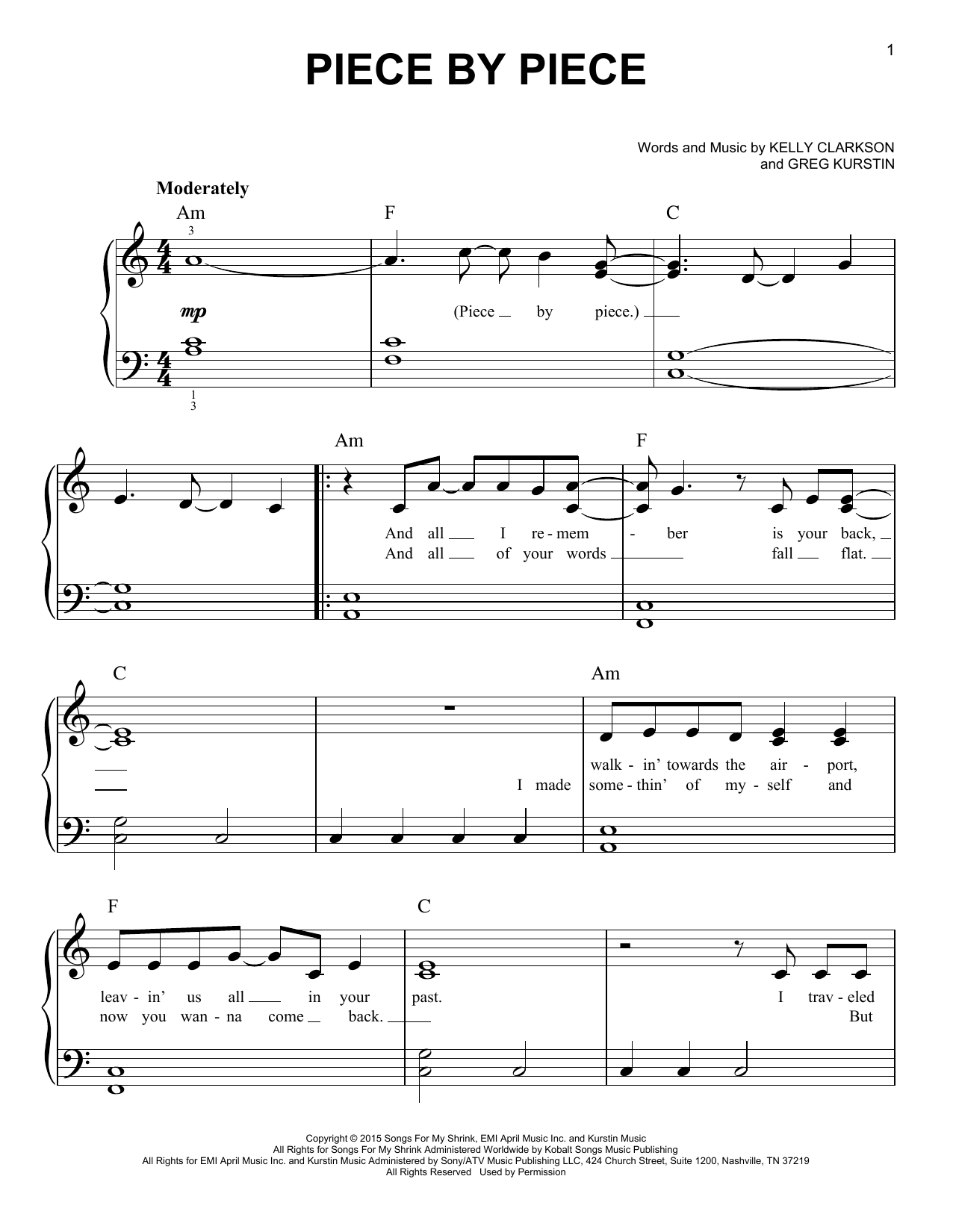 Produktgalerie: Seite 1 von 1 Piece By Piece, Kelly Clarkson, Klavier