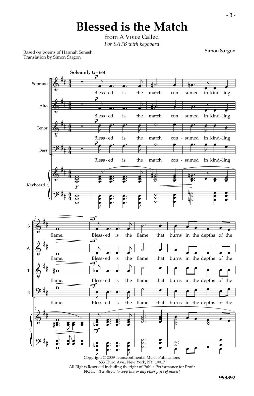 Product gallery: Page 1 of 1 Three Choral Works from "A Voice Called", Simon Sargon