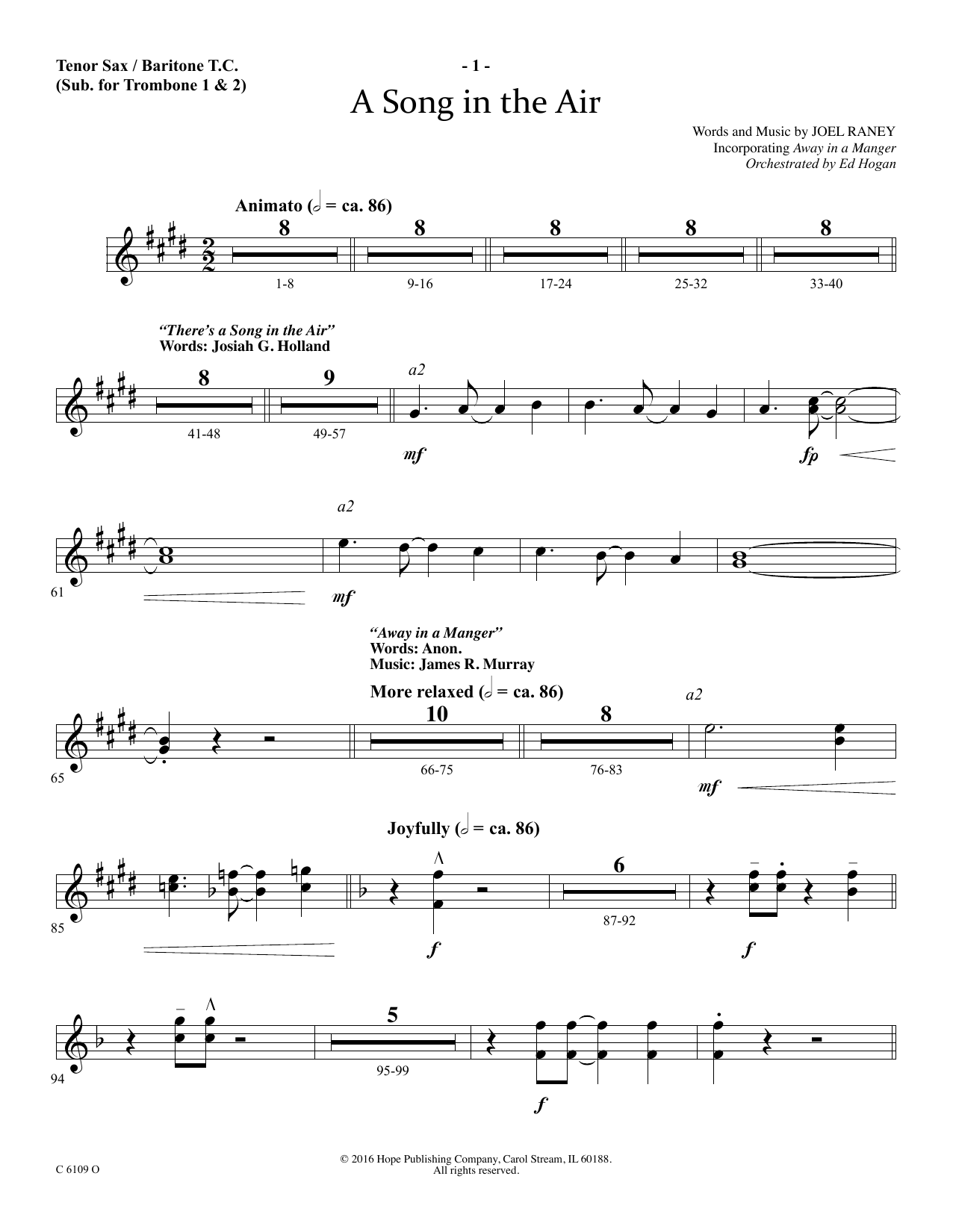 Produktbild zu: A Song In The Air - Tenor Sax/Baritone TC
