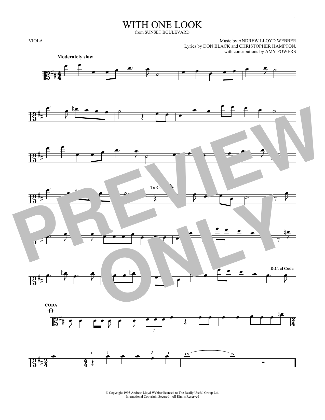 Product gallery: Page 1 of 1 With One Look, Andrew Lloyd Webber