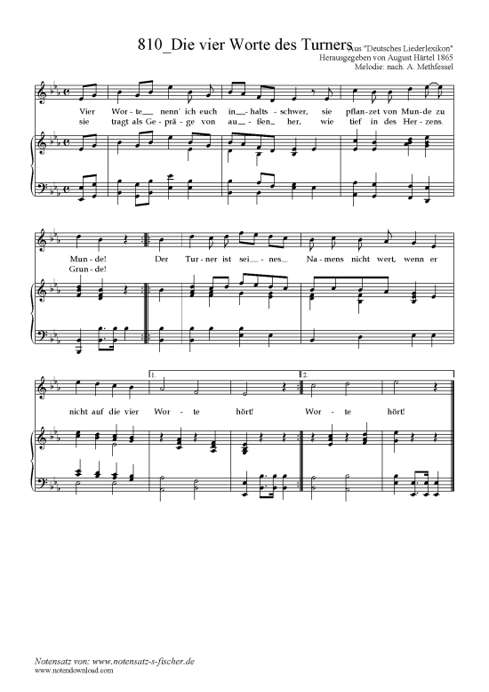 Product picture to: Die vier Worte des Turners Melodie: nach. A. Methfessel