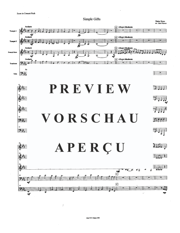 Produktgalerie: Seite 3 von 11 Simple Gifts - Shaker Hymn, , Blechbläser Quintett