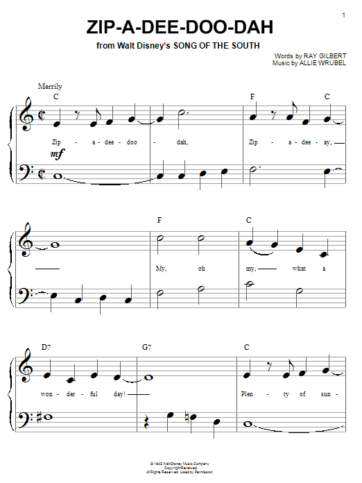Product picture to: Zip-A-Dee-Doo-Dah (from Song Of The South)
