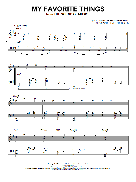 Product gallery: Page 1 of 1 My Favorite Things (from The Sound Of Music) [Jazz version] (arr. Brent Edstrom), Rodgers & Hammerstein