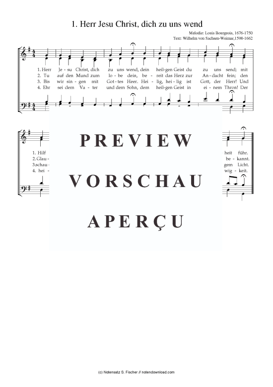 Produktbild zu: Herr Jesu Christ, dich zu uns wend  Louis Bourgeois, 1676-1750 / Wilhelm von Sachsen-Weimar,1598-1662 