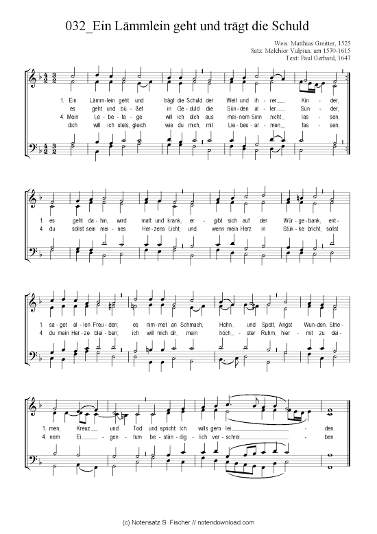 Product picture to: Ein Lämmlein geht und trägt die Schuld Chorsatz Alte Meister
