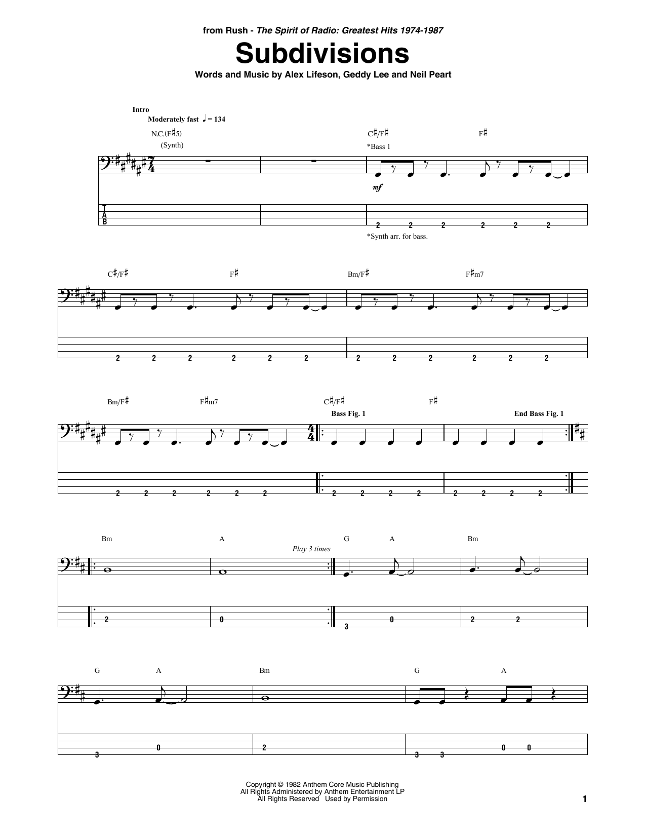 Produktgalerie: Seite 1 von 1 Subdivisions, Rush, E-Bass