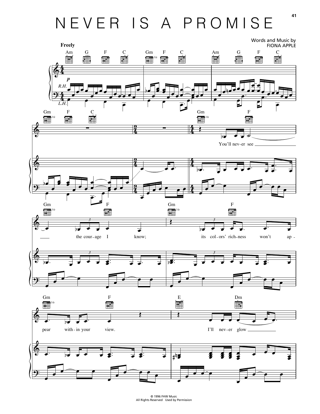 Produktgalerie: Seite 1 von 1 Never Is A Promise, Fiona Apple, Gesang, Gitarre, Klavier