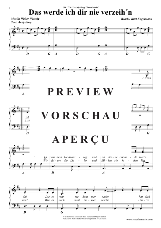 Produktgalerie: Seite 2 von 4 Das werde ich dir nicht verzeihn , Borg, Andy, Klavier und Gesang