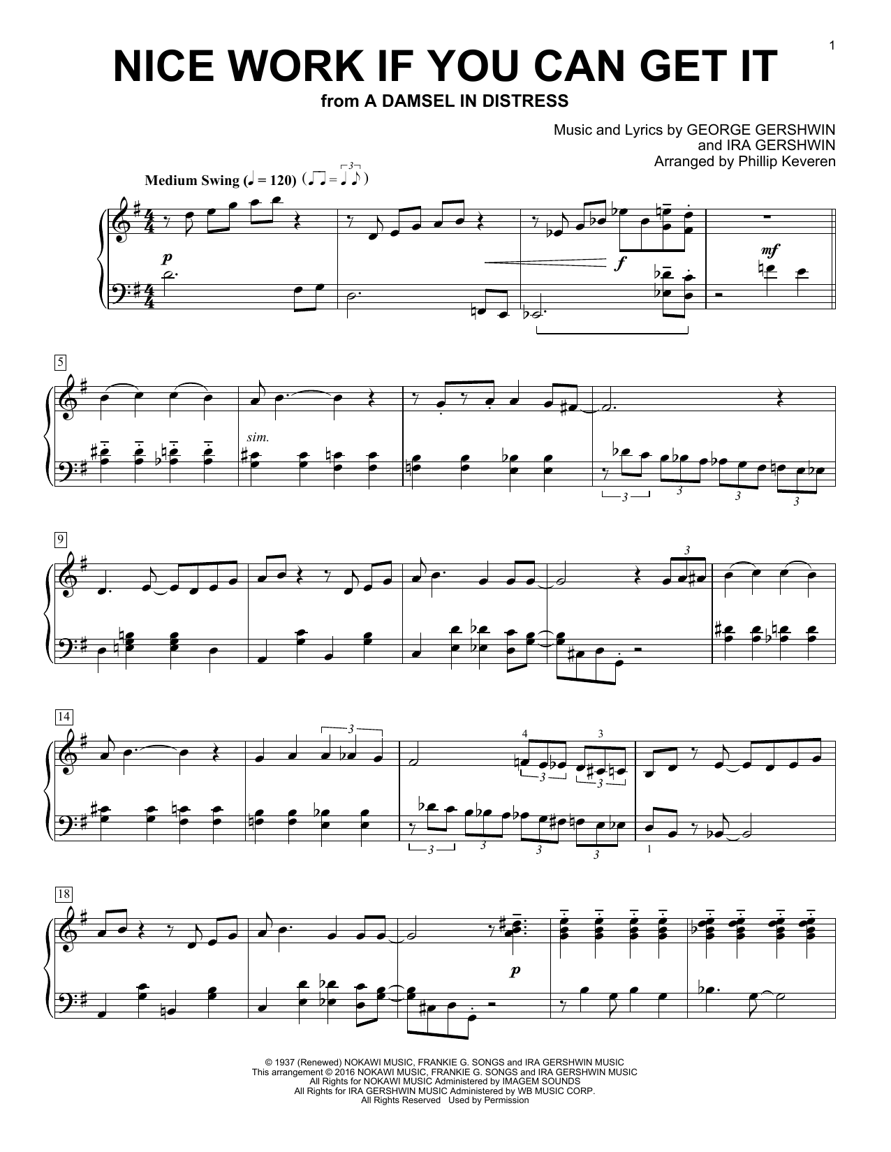 Produktbild zu: Nice Work If You Can Get It (arr. Phillip Keveren)