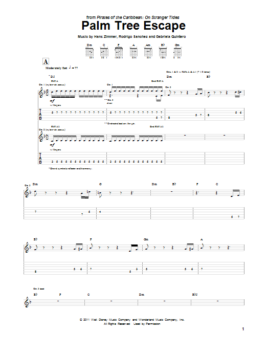 Product gallery: Page 1 of 1 Palm Tree Escape (from Pirates Of The Caribbean: On Stranger Tides), Rodrigo y Gabriela
