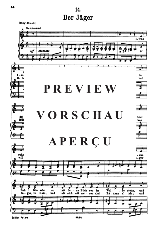 Product gallery: Page 2 of 3 Der Jäger, D.795-14 (Die Schöne Müllerin), , Low Voice and Piano