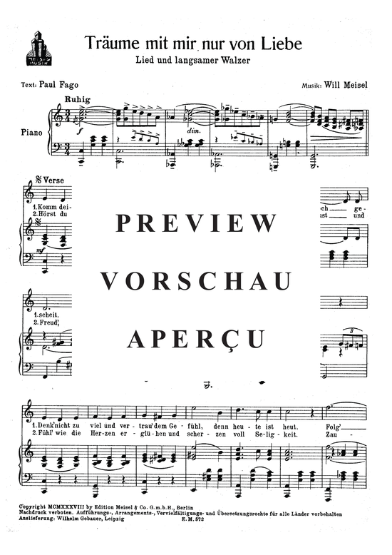 Produktgalerie: Seite 3 von 3 Träume mit mir nur von Liebe, , Klavier und Gesang