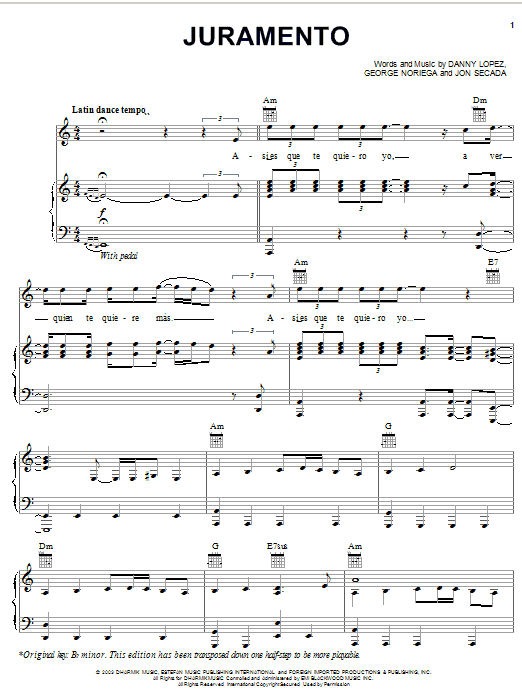 Produktgalerie: Seite 1 von 1 Juramento, Ricky Martin, Gesang, Gitarre, Klavier