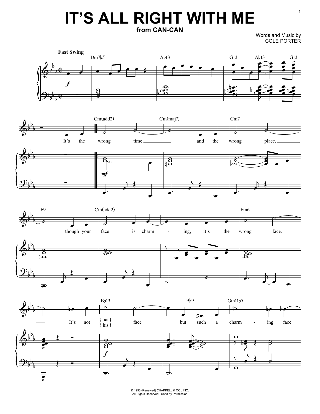 Product picture to: It's All Right With Me [Jazz version] (from Can-Can) (arr. Brent Edstrom)