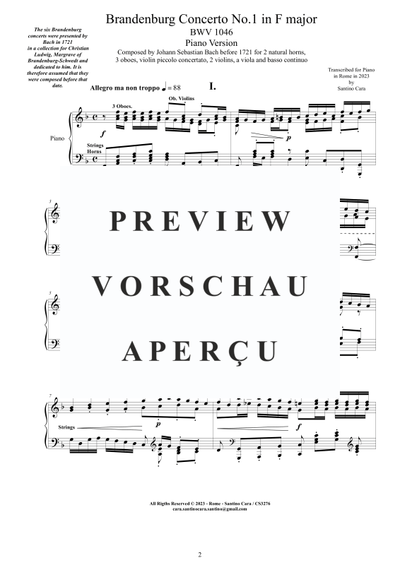 Product gallery: Page 3 of 11 Brandenburg Concerto No. 1 in F major BWV 1046, , Solo Piano
