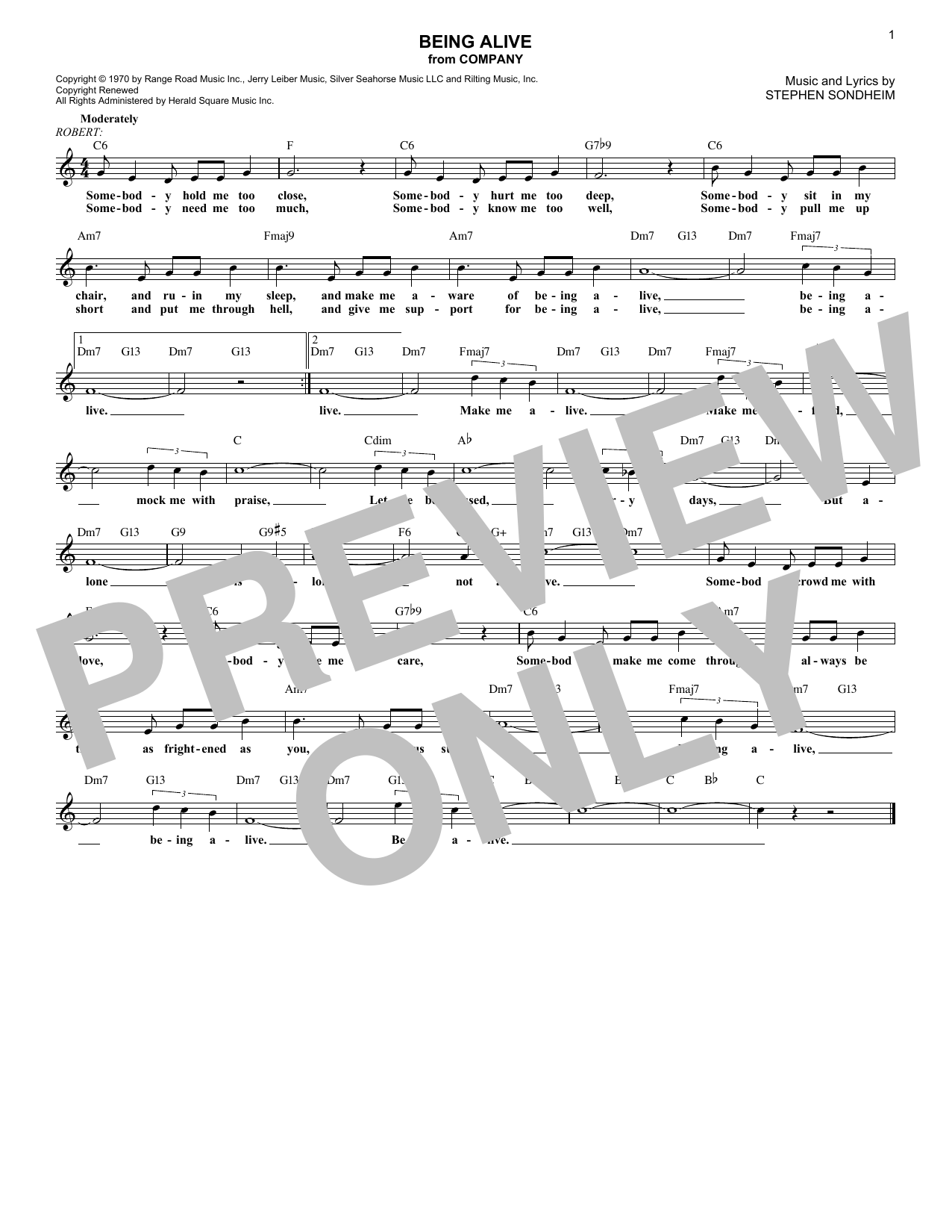 Product gallery: Page 1 of 1 Being Alive, Stephen Sondheim