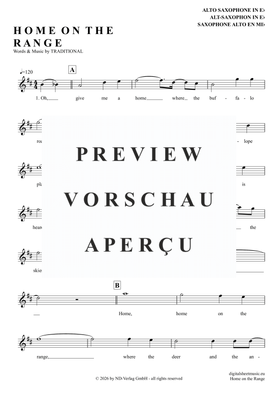 Product gallery: Page 2 of 4 Home On The Range, Folk Song, American, Alto Saxophone