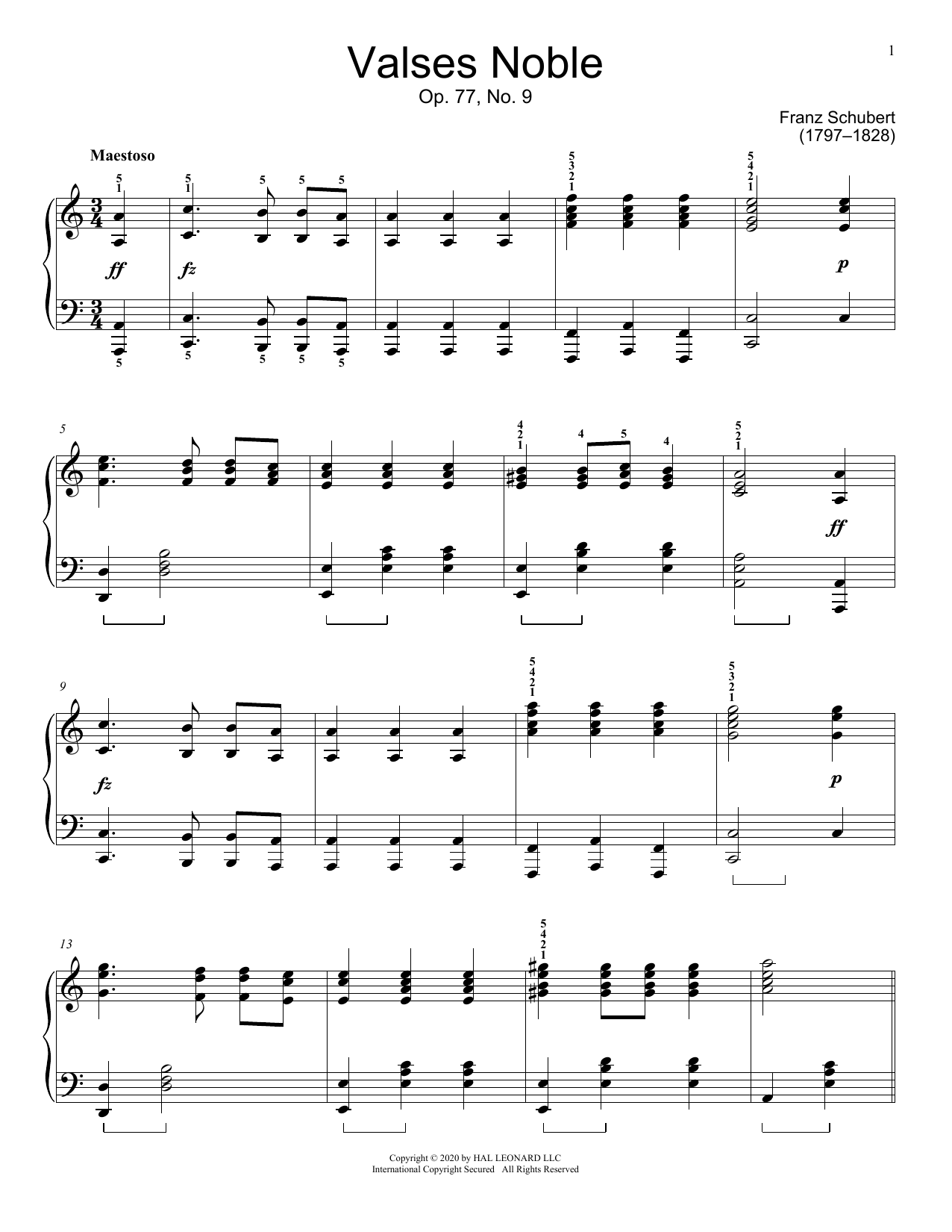 Product picture to: Valses Noble, Op. 77, No. 9