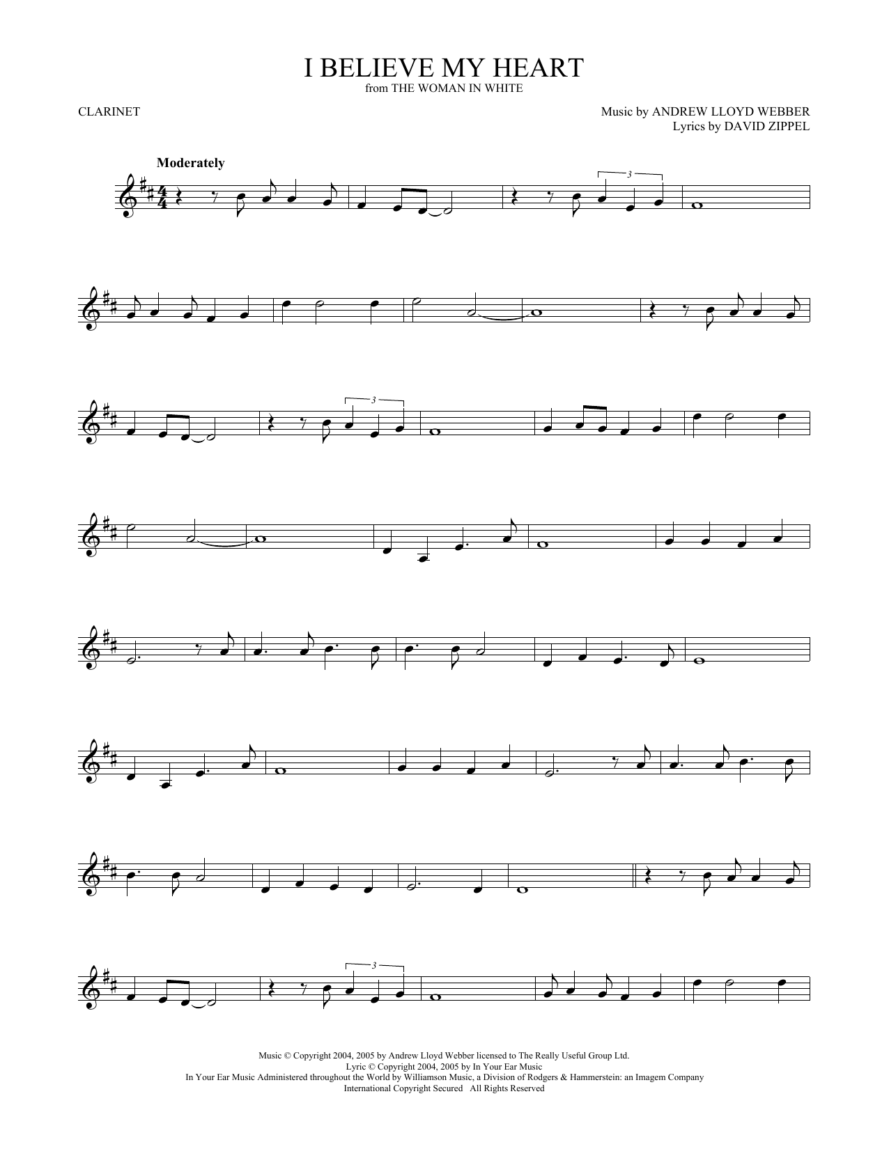 Product gallery: Page 1 of 1 I Believe My Heart (from The Woman In White), Andrew Lloyd Webber