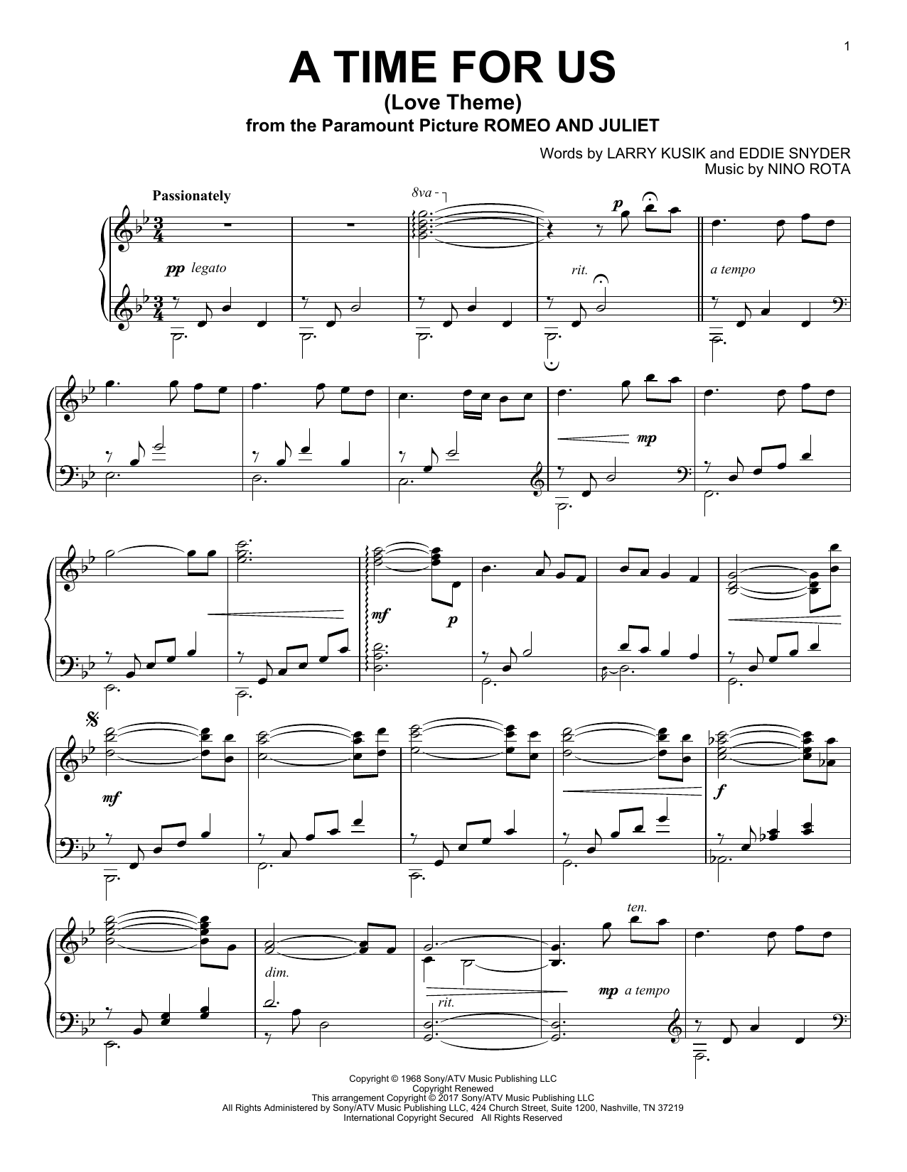 Product gallery: Page 1 of 1 A Time For Us (Love Theme), Nino Rota