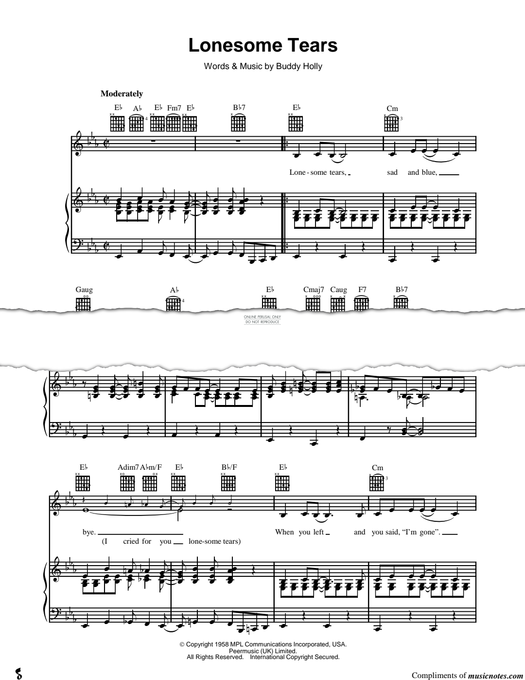 Produktgalerie: Seite 1 von 1 Lonesome Tears, Buddy Holly, Gesang, Gitarre, Klavier