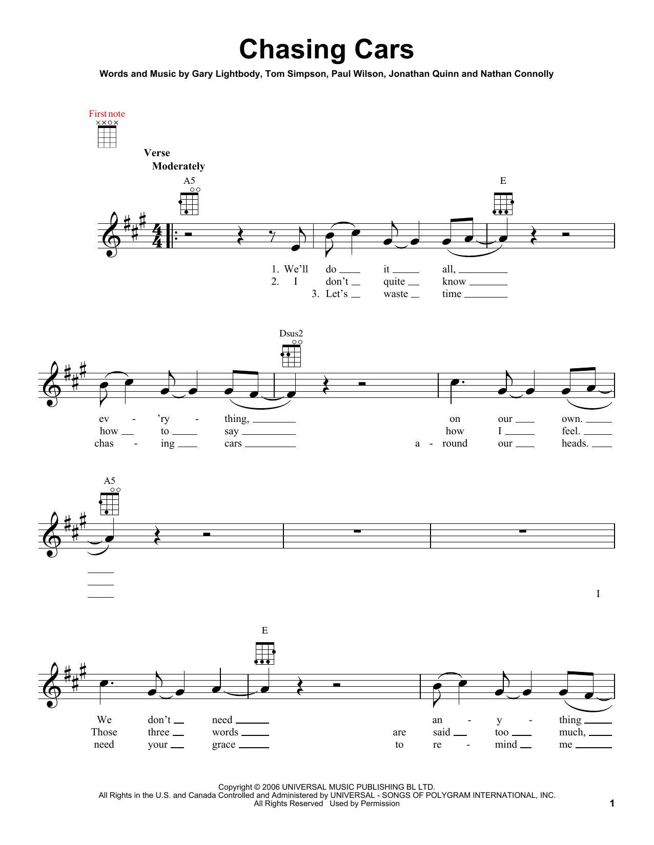 Product gallery: Page 1 of 1 Chasing Cars, Snow Patrol