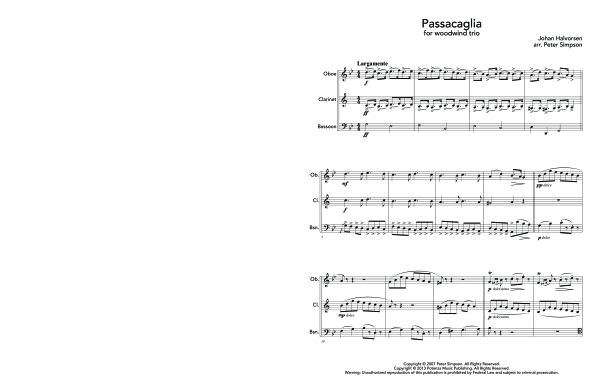 Product gallery: Page 1 of 11 Passacaglia, , (woodwind trio oboe, clarinet and bassoon)