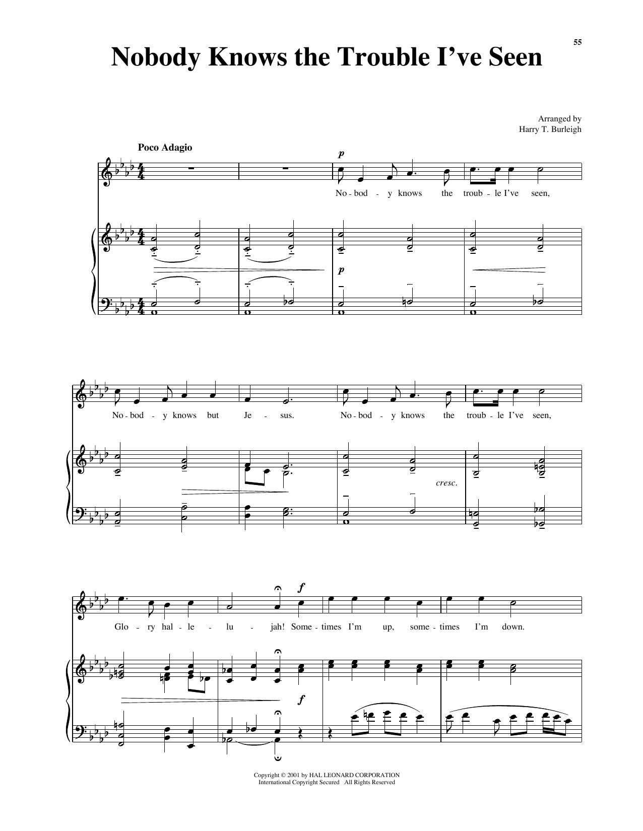 Product picture to: Nobody Knows The Trouble I've Seen (arr. Richard Walters) (High Voice)