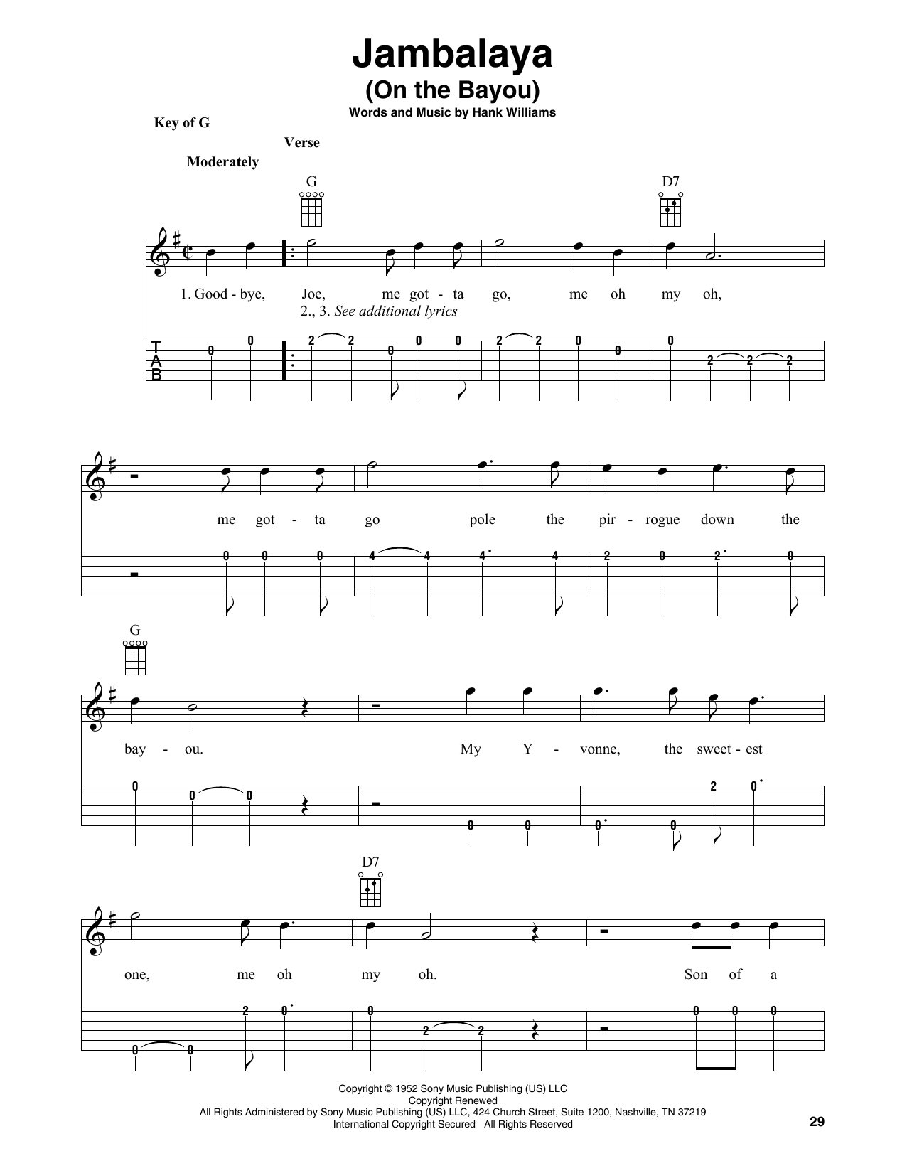 Product gallery: Page 1 of 1 Jambalaya (On The Bayou) (arr. Fred Sokolow), Hank Williams