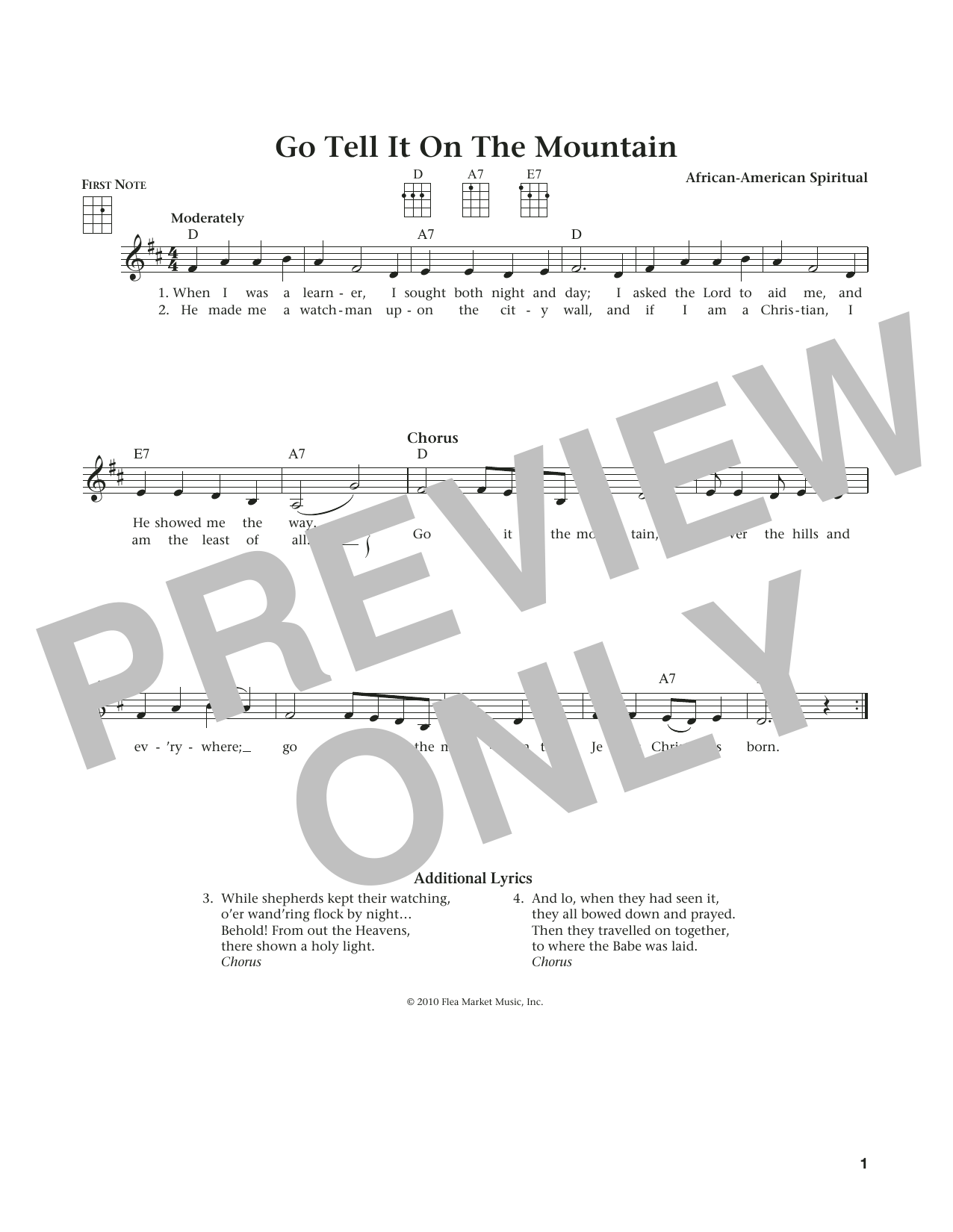 Product gallery: Page 1 of 1 Go, Tell It On The Mountain (from The Daily Ukulele) (arr. Liz and Jim Beloff), African-American Spiritual