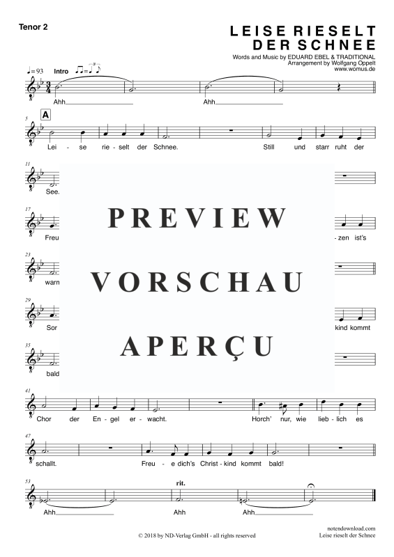 Produktgalerie: Seite 10 von 11 Leise rieselt der Schnee, , Männerchor/Ensemble TTB und Klavier - E-Bass und Drum Set optional