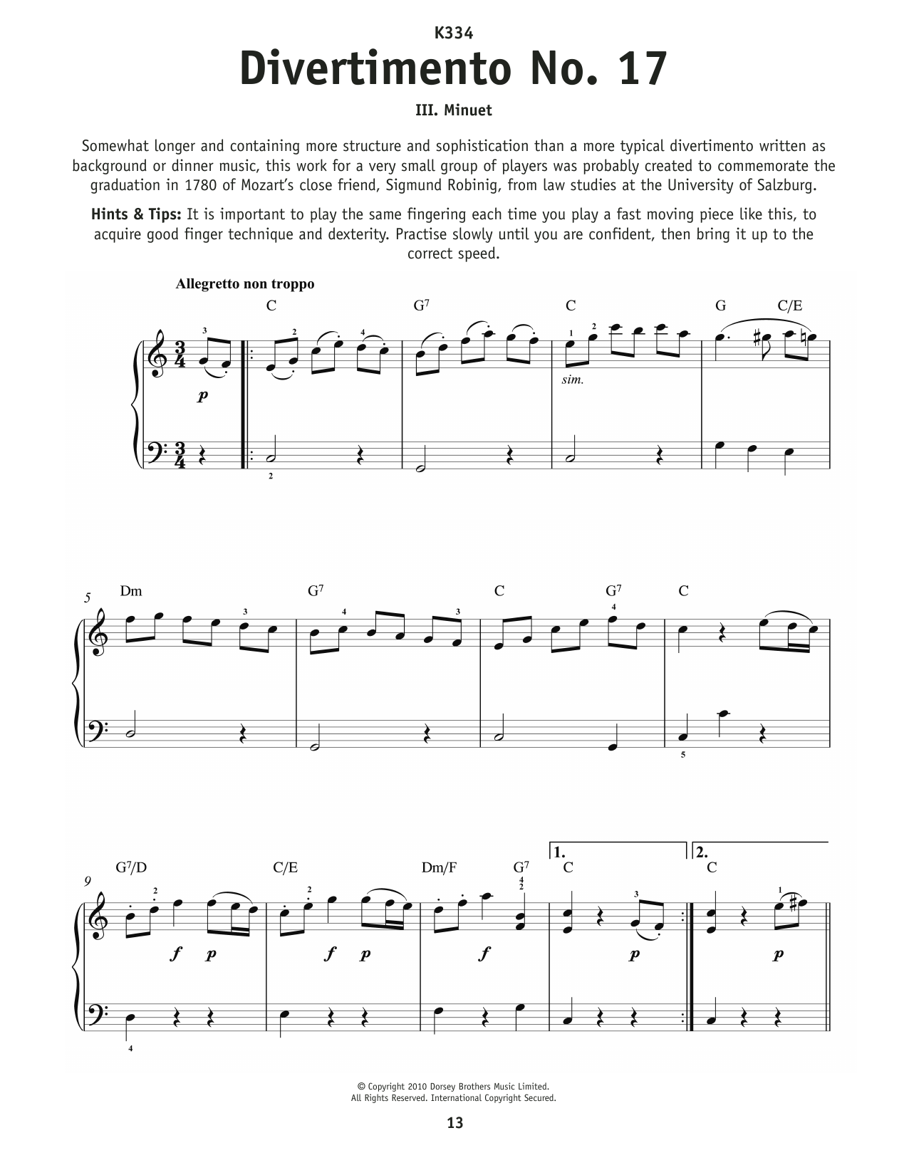 Produktbild zu: Minuet From Divertimento No. 17 K334