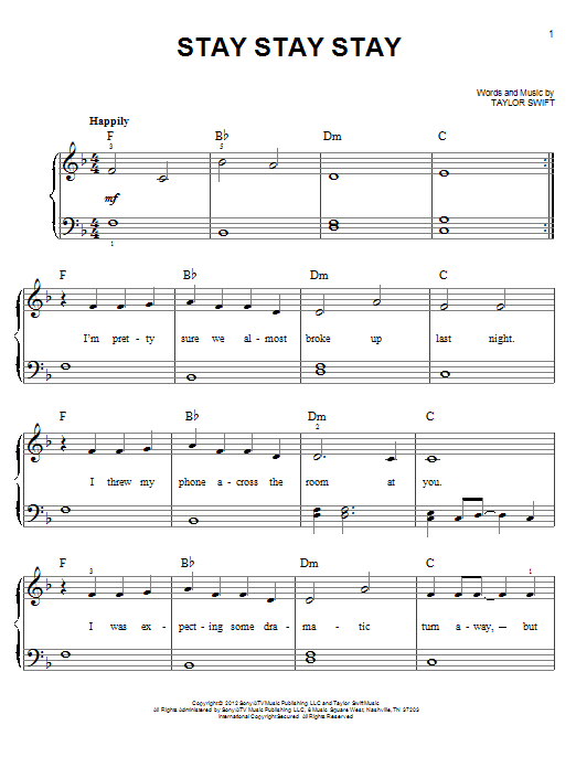 Produktgalerie: Seite 1 von 1 Stay Stay Stay, Taylor Swift, Klavier