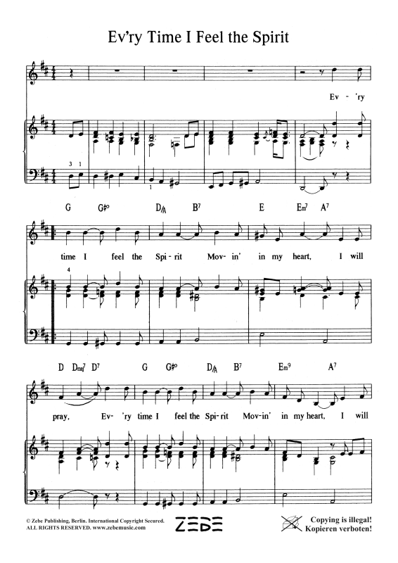 gallery: Ev´ry Time I Feel the Spirit, , Voice and Piano