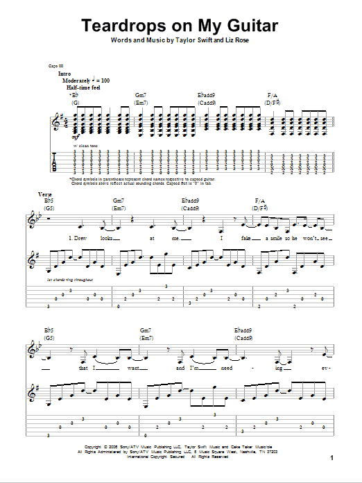 Produktgalerie: Seite 1 von 1 Teardrops On My Guitar, Taylor Swift, Gitarre