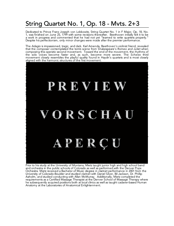 Product gallery: Page 4 of 11 String Quartet No. 1, Mvts. 2 and 3, , (Clarinet Quartet)