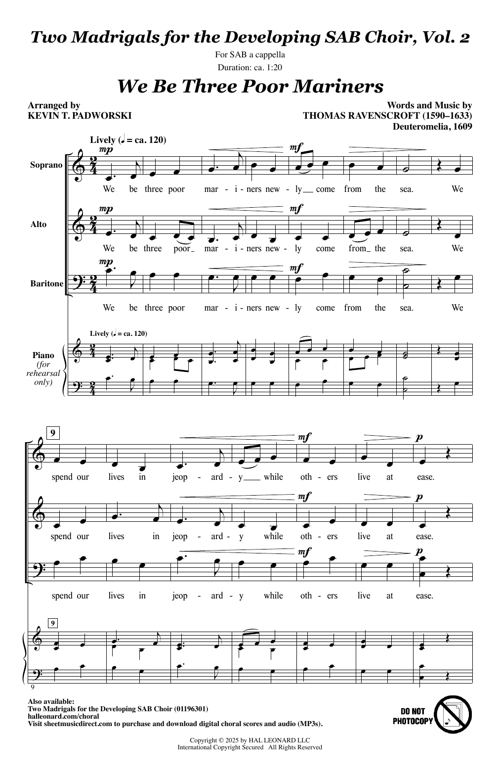 Produktgalerie: Seite 1 von 1 Two Madrigals for the Developing SAB Choir, Vol. 2, Kevin Padworski, Chor