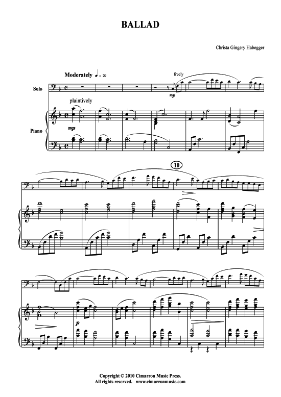 Product picture to: Ballad - for Jeremy Christa Habegger