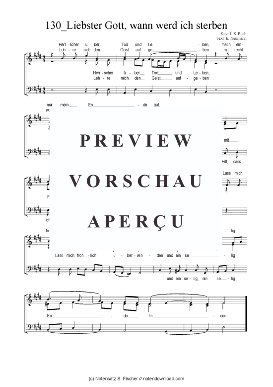 Product picture to: Liebster Gott, wann werd ich sterben Satz: J. S. Bach / E. Neumann