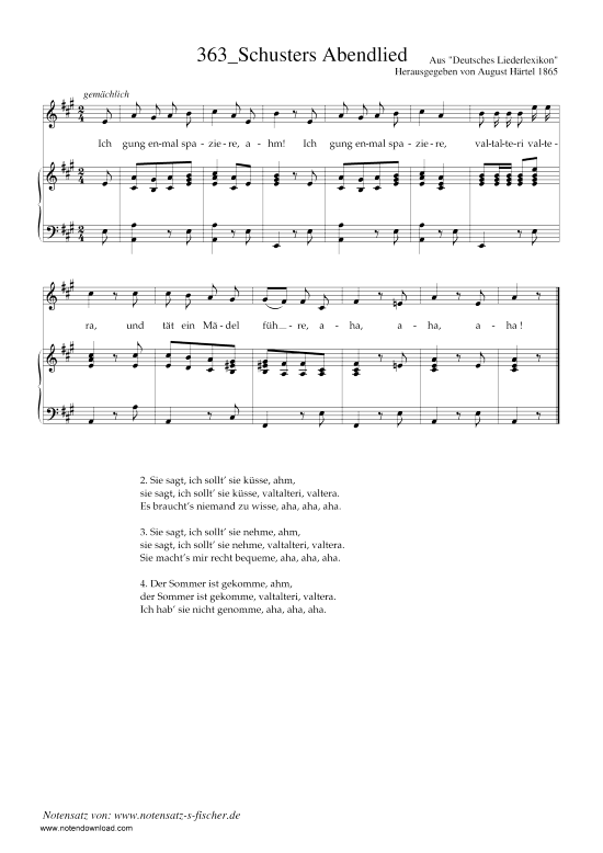 Product picture to: Schusters Abendlied Aus "Deutsches Liederlexikon" A. Härtel (1865)